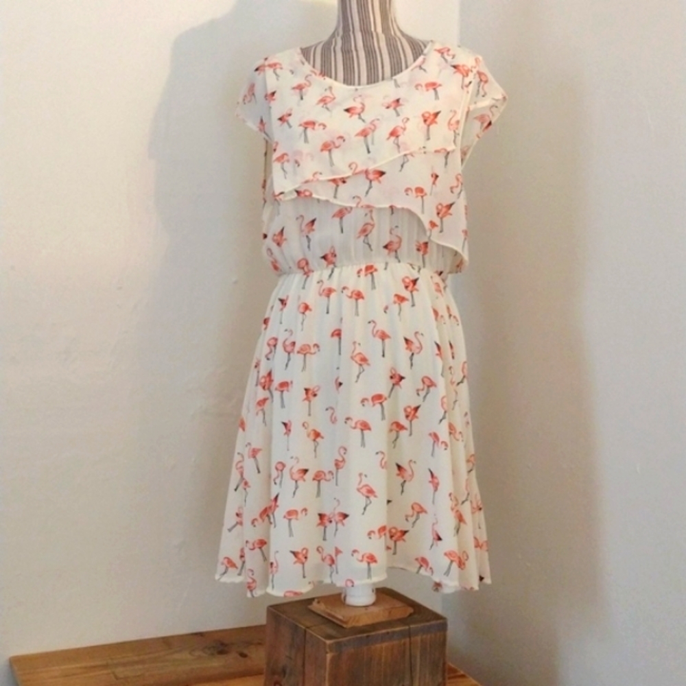 Molly Braken Flamingo Print Sleeveless Dress NWOT Size M